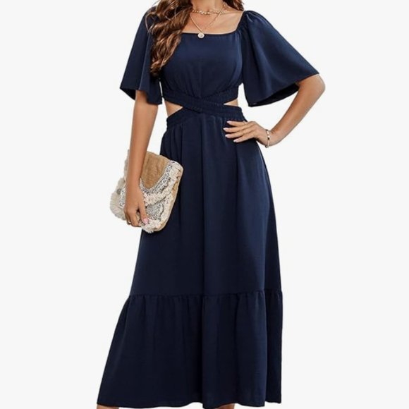 Solersun Cut Out Dress in Navy - Picture 1 of 2